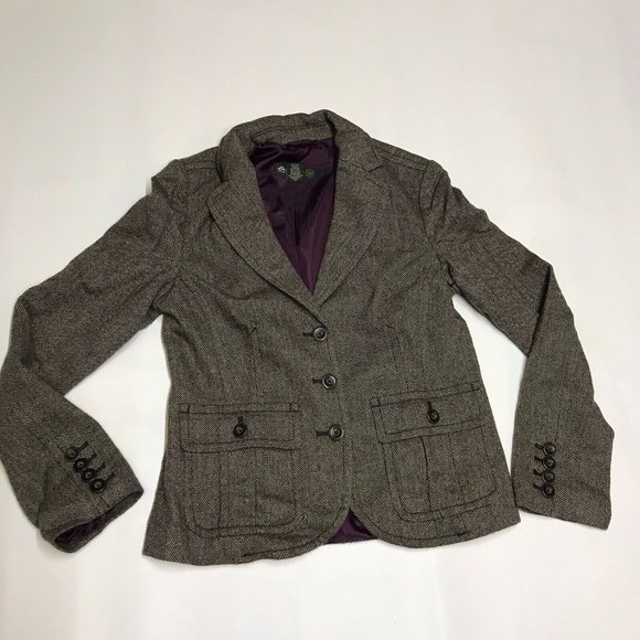 Eddie Bauer Womens Tweed Wool Blazer Sz 